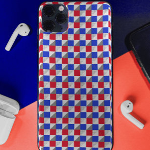 Stijlvol rood blauw zwart en wit abstract patroon iPhone 11 hoesje