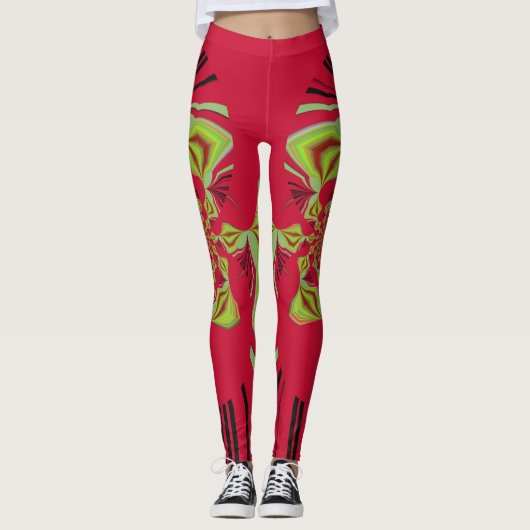 Stijlvol rood citroenvormig vormig mode model leggings (Voorkant)