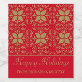 Stijlvol rood en goud wijn etiket (Enkel label)