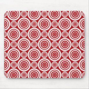 Stijlvol rood en wit geometrisch patroon muismat