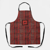 Stijlvol rood en zwart tartanpatroon en monogram schort (Voorkant)