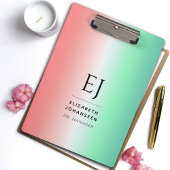 Stijlvol Rood Groen Wit Gradiënt Initiaal Monogram Klembord