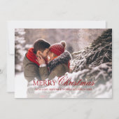 Stijlvol rood script Vrolijke kerstgradiënt foto Feestdagenkaart (Voorkant)