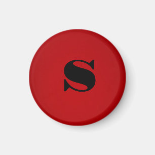Stijlvol rood zwart monogram Initiaal Professional Magneet