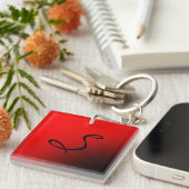Stijlvol rood zwart monogram Initiaal Professional Sleutelhanger (Voorkant Rechts)