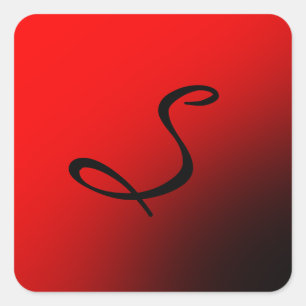 Stijlvol rood zwart monogram Initiaal Professional Vierkante Sticker