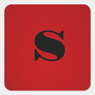 Stijlvol rood zwart monogram Initiaal Professional Vierkante Sticker