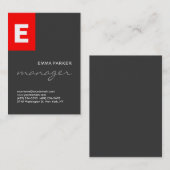 Stijlvol rood zwart monogram Professional Visitekaartje (Voorkant / Achterkant)