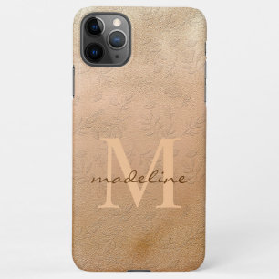 Stijlvol Roos Gold Botanical Offset Monogram iPhone 11Pro Max Hoesje