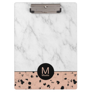 Stijlvol Roos Gold- en marmerpatroon met monogram Klembord