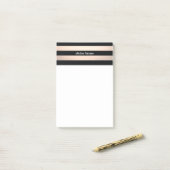 Stijlvol Roos Gold en zwart gestreept modern Post-it® Notes (Op bureau)