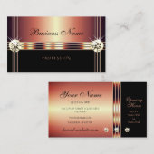 Stijlvol Roos Gold en zwart met Faux Rhinestones Visitekaartje (Voorkant / Achterkant)
