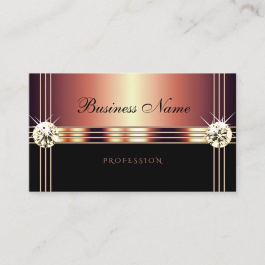Stijlvol Roos Gold en zwart met Faux Rhinestones Visitekaartje (Voorkant)