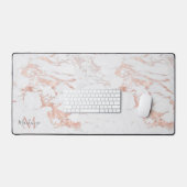 Stijlvol Roos Gold Foil marble Monogram Bureaumat (Keyboard & Muis)