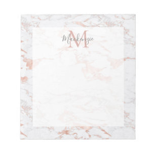 Stijlvol Roos Gold Foil marble Monogram Notitieblok