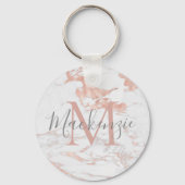 Stijlvol Roos Gold Foil marble Monogram Sleutelhanger (Achterkant)