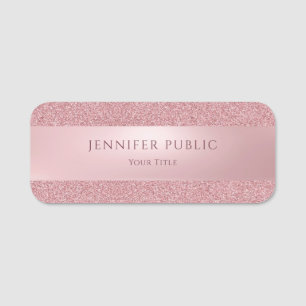 Stijlvol Roos Gold Glitter Moderne Sjabloon Elegan Naamplaatje