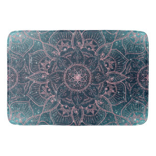 Stijlvol Roos Gold Mandala Blue Nebula Stars Badmat