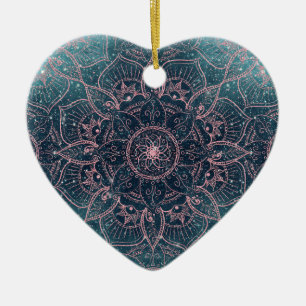 Stijlvol Roos Gold Mandala Blue Nebula Stars Desig Keramisch Ornament