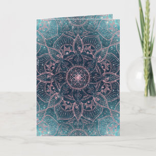 Stijlvol Roos Gold Mandala Blue Nebula Stars Feestdagen Kaart