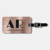 Stijlvol Roos Gold Metal Monogram Vet Twee Initiaa Bagagelabel (Voorkant horizontaal)