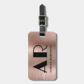 Stijlvol Roos Gold Metal Monogram Vet Twee Initiaa Bagagelabel (Voorkant verticaal)