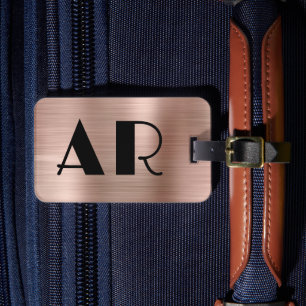 Stijlvol Roos Gold Metal Twee Bold Monogram Initia Bagagelabel