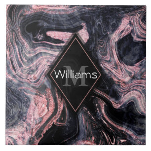 Stijlvol roos goud abstract gemarmerd design tegeltje