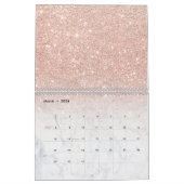 Stijlvol roos goud glitter ombre witte marmer kalender (Mar 2026)
