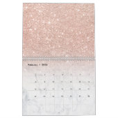 Stijlvol roos goud glitter ombre witte marmer kalender (Feb 2026)