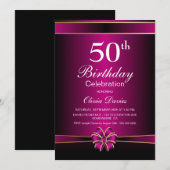 Stijlvol Roze 50ste verjaardagsfeestje Kaart (Voorkant / Achterkant)