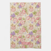 Stijlvol roze botanische bloemmotief theedoek (Verticaal)