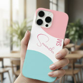 Stijlvol Roze en blauw Abstract geometrisch momogr Case-Mate iPhone Case