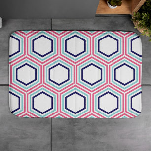 Stijlvol roze en blauw geometrisch patroon badmat