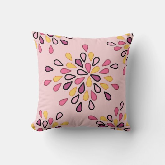 Stijlvol roze en geel decoratief ontwerp kussen (Voorkant)