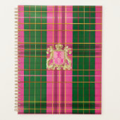 Stijlvol roze en groen geplakt monogram planner (Voorkant)