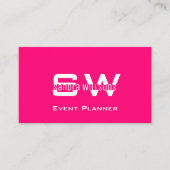 Stijlvol Roze en Witte Modern Eenvoudig met Monogr Visitekaartje (Voorkant)