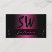Stijlvol roze en zwart met Monogram Professional Visitekaartje (Voorkant)