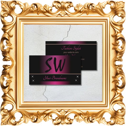 Stijlvol roze en zwart met Monogram Professional Visitekaartje