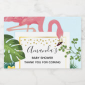 Stijlvol roze flamingo Baby shower wijnetiket Sparkling Wijnetiket (Enkel label)