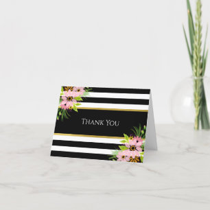 Stijlvol, roze, Floral en goud   Aangepast Bedankkaart