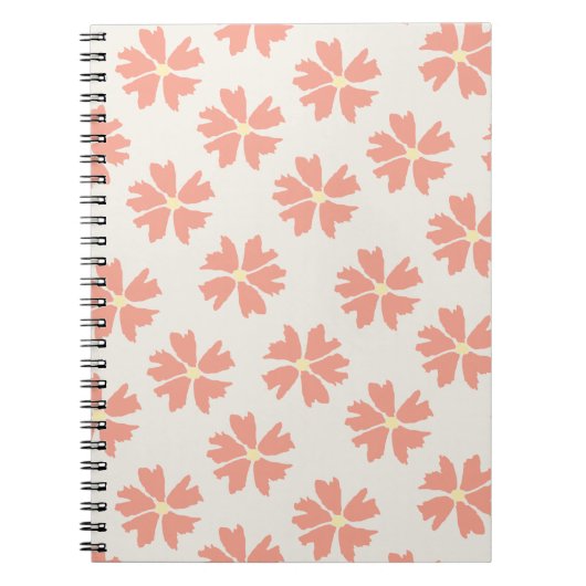 Stijlvol roze Floral Pattern Off-White Notitieboek (Voorkant)
