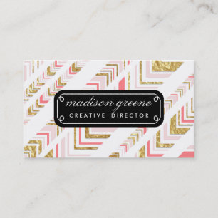 Stijlvol Roze & Gold Tribal Patroon Aangepast Visitekaartje
