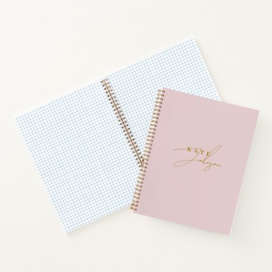 Stijlvol roze goud handtekening script Monogram Notitieboek (Binnen)