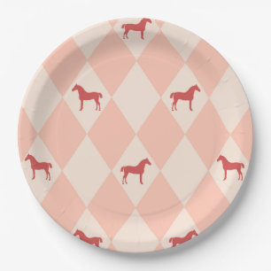 Stijlvol roze Harleqiun Horse Pattern Papieren Bordje