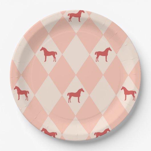Stijlvol roze Harleqiun Horse Pattern Papieren Bordje (Voorkant)