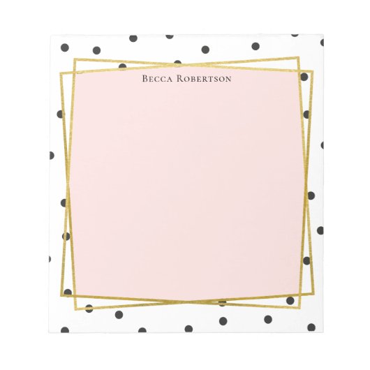 Stijlvol roze met Confetti Stippen en Jouw naam Notitieblok (Voorkant)