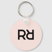 Stijlvol Roze Modern Girly Monogram Initiaal Luxe Sleutelhanger (Voorkant)