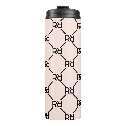 Stijlvol Roze Modern Girly Monogram Initiaal Luxe Thermosbeker (Voorkant)