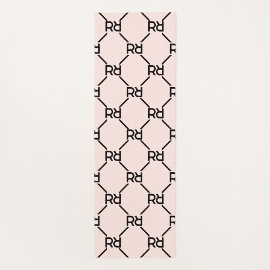 Stijlvol Roze Modern Luxe Girly Monogram Initiaal Yogamat (Achterkant)